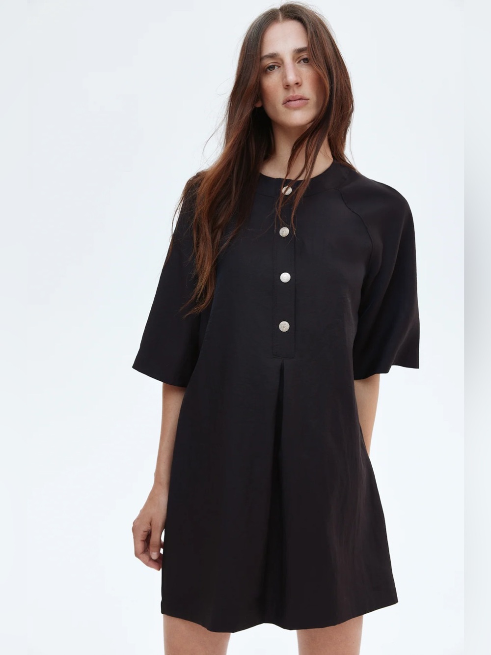 H&M Shift Mini Dress with Gold Buttons